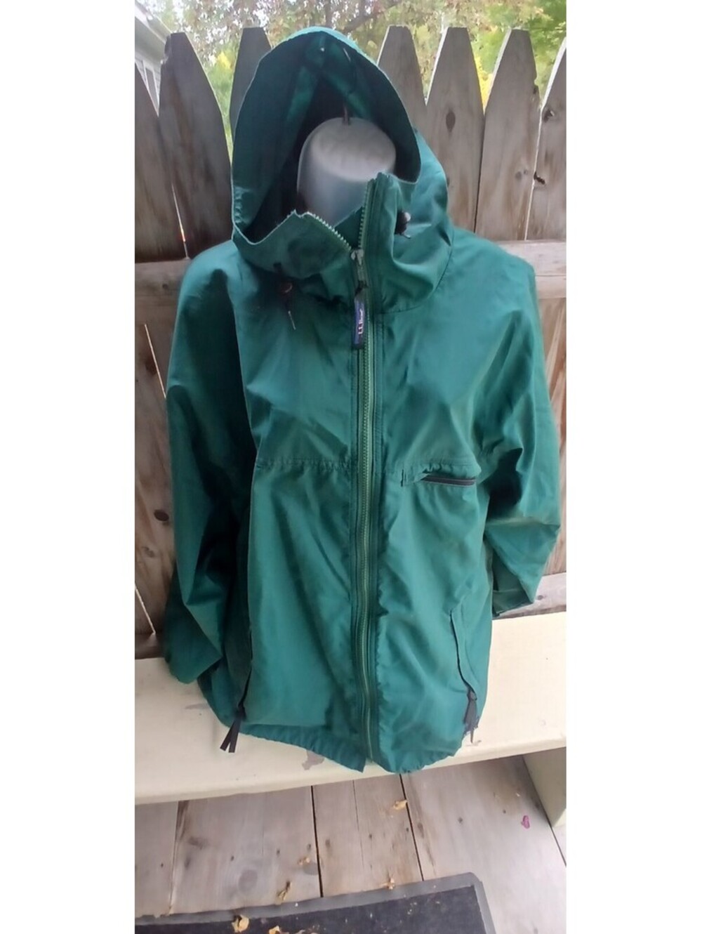 L.L.Bean Women's Waterproof Rain Jacket Hooded Green Large